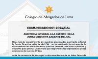 COMUNICADO 001-2024/CAL – Auditoría integral a la gestión de la junta directiva saliente del CAL